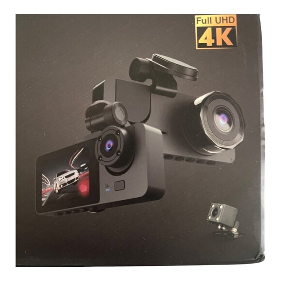 4K Ultra HD 3 Channel Car Dash Camera Front Inside Rear G-Sensor with 64GB Card - Picture 3 of 6